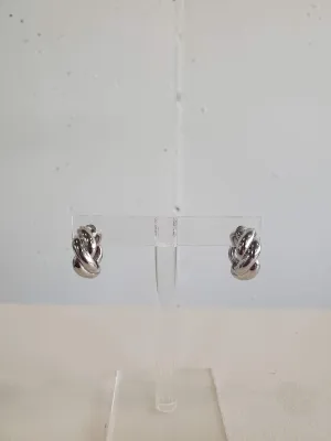 Sterling Silver Ribbed Twist Hoop Earrings