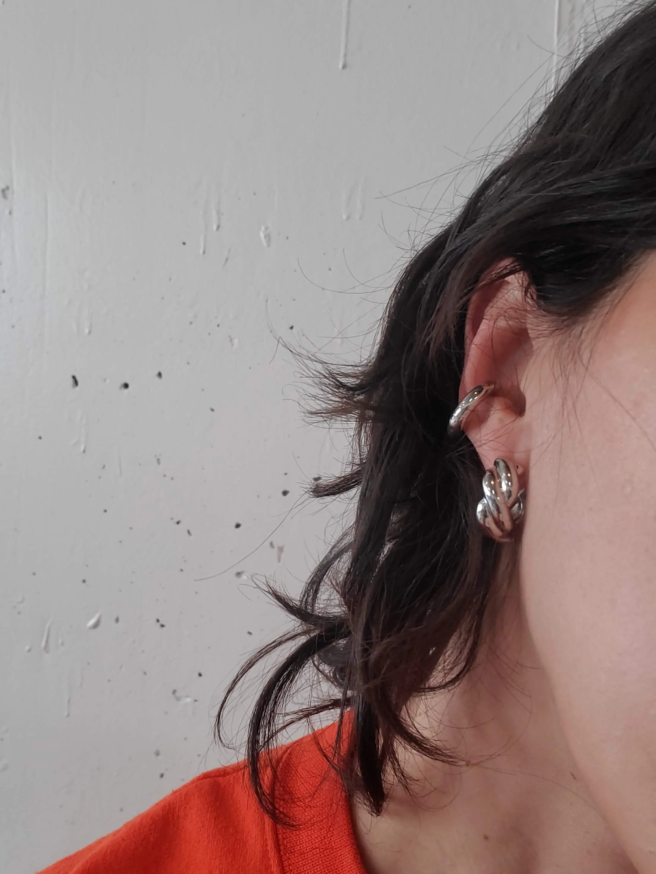 Sterling Silver Ribbed Twist Hoop Earrings