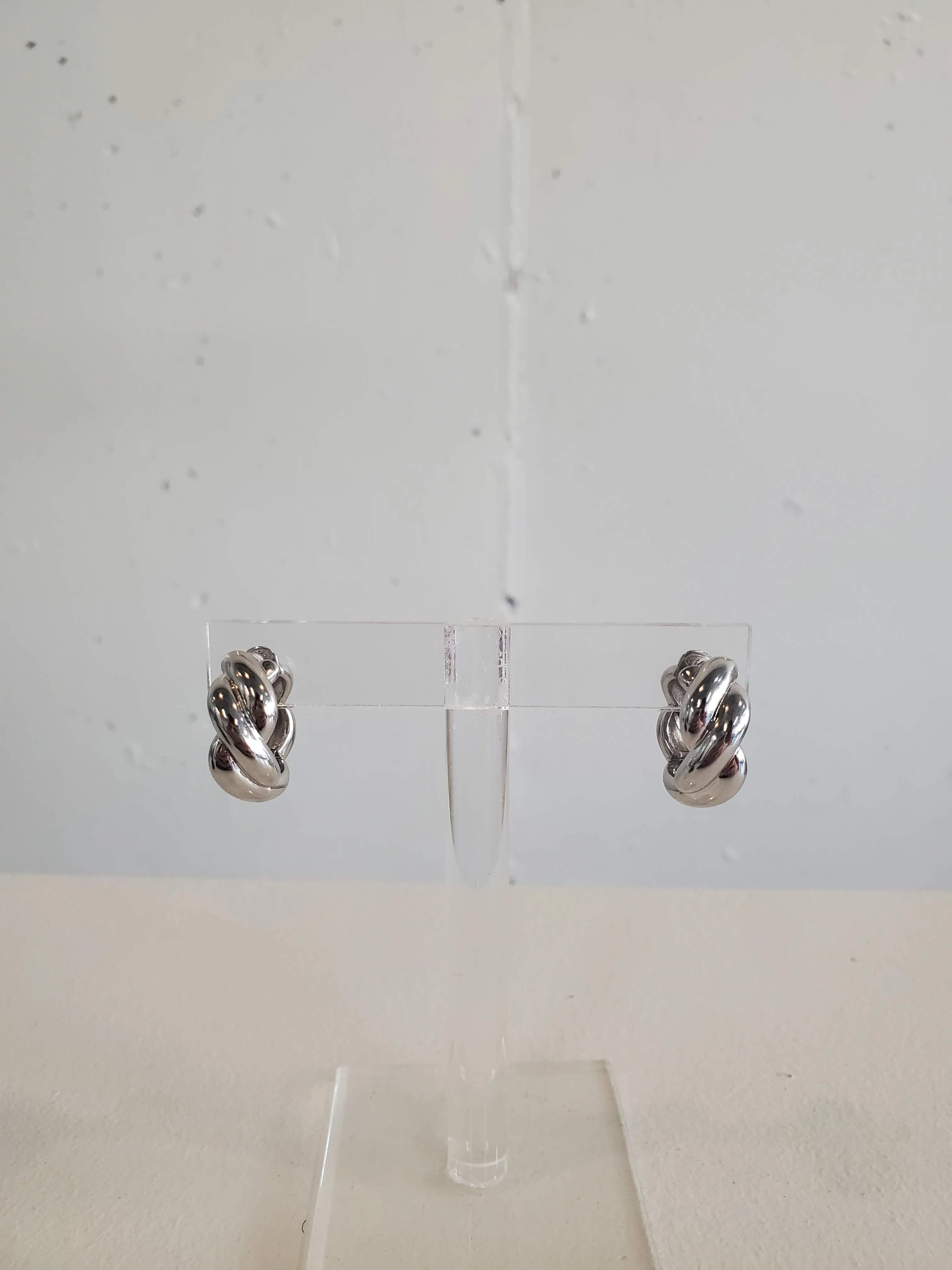 Sterling Silver Ribbed Twist Hoop Earrings