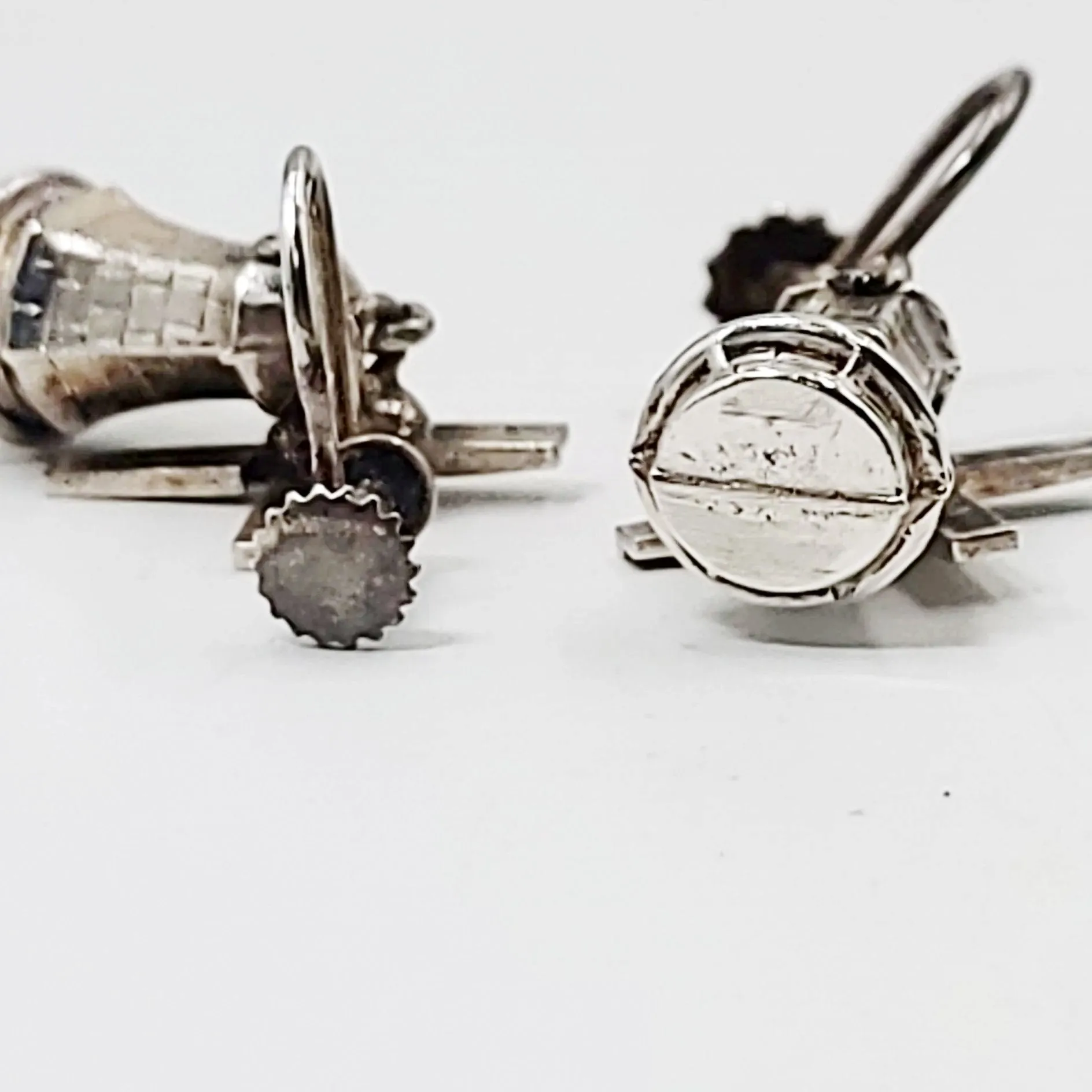 Sterling Silver Windmill Earrings Hinge Clip-On, 3D, Movable