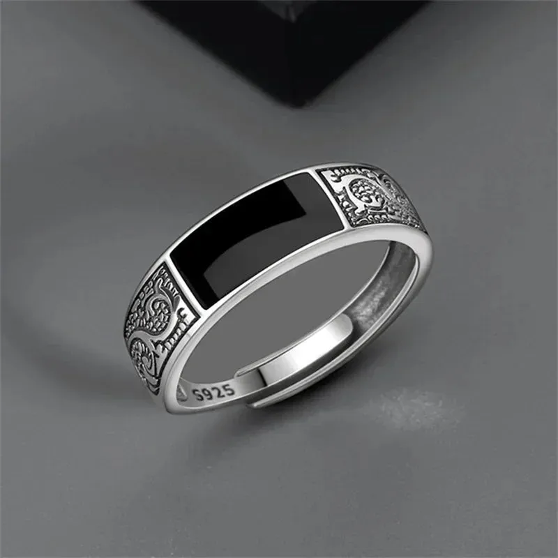 StilvollSchmuck Vintage Silberring mit Drachenmuster