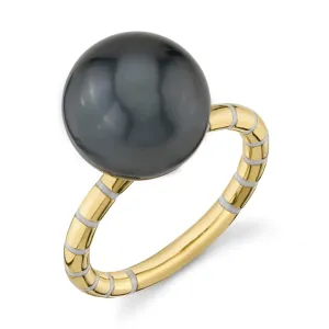 Stripe Enamel Pearl Ring