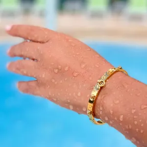 Stud With Hoop Gold Thin Bangle