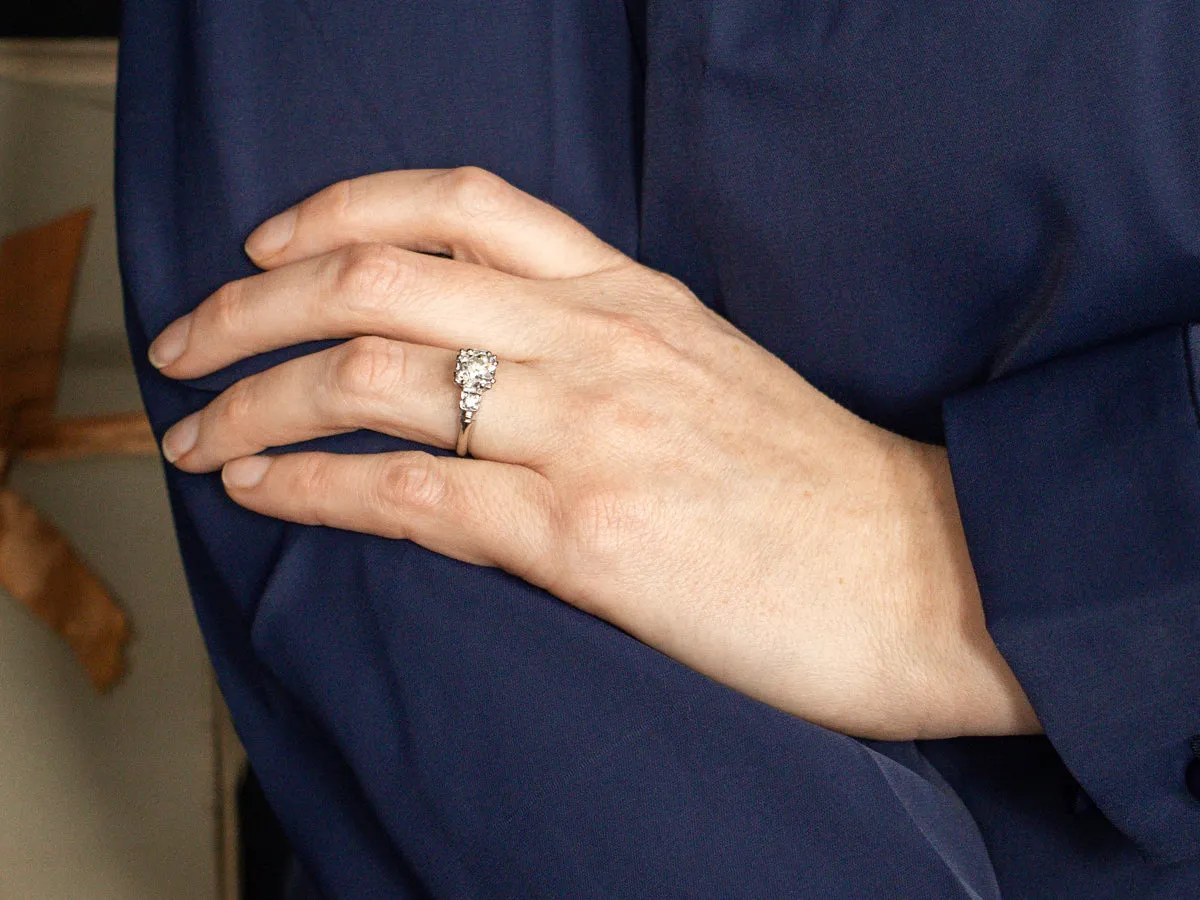 Stunning 1940s Old Mine Cut Diamond Engagement Ring