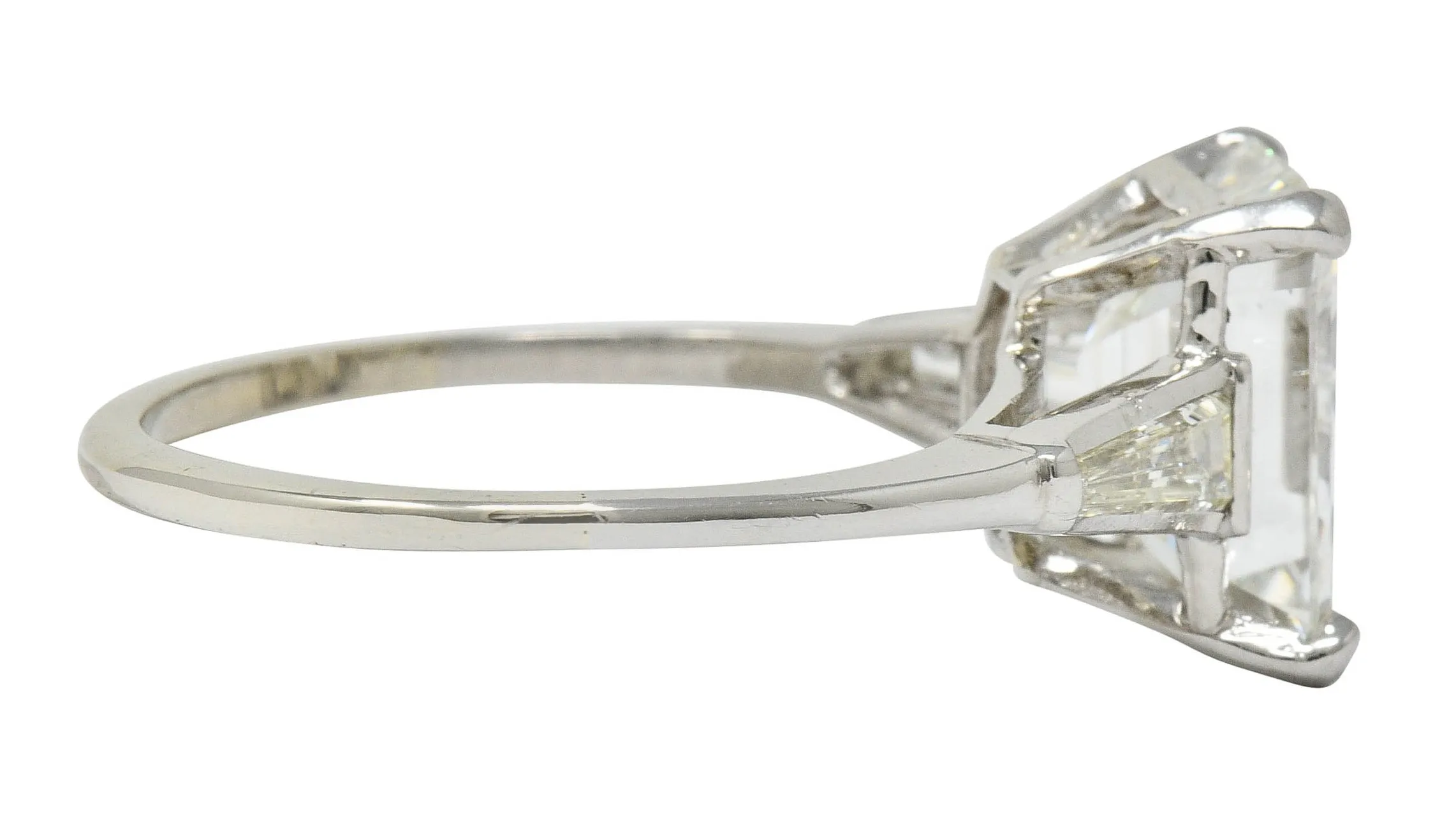Substantial 4.58 CTW Emerald Cut Diamond Platinum Engagement Ring GIA