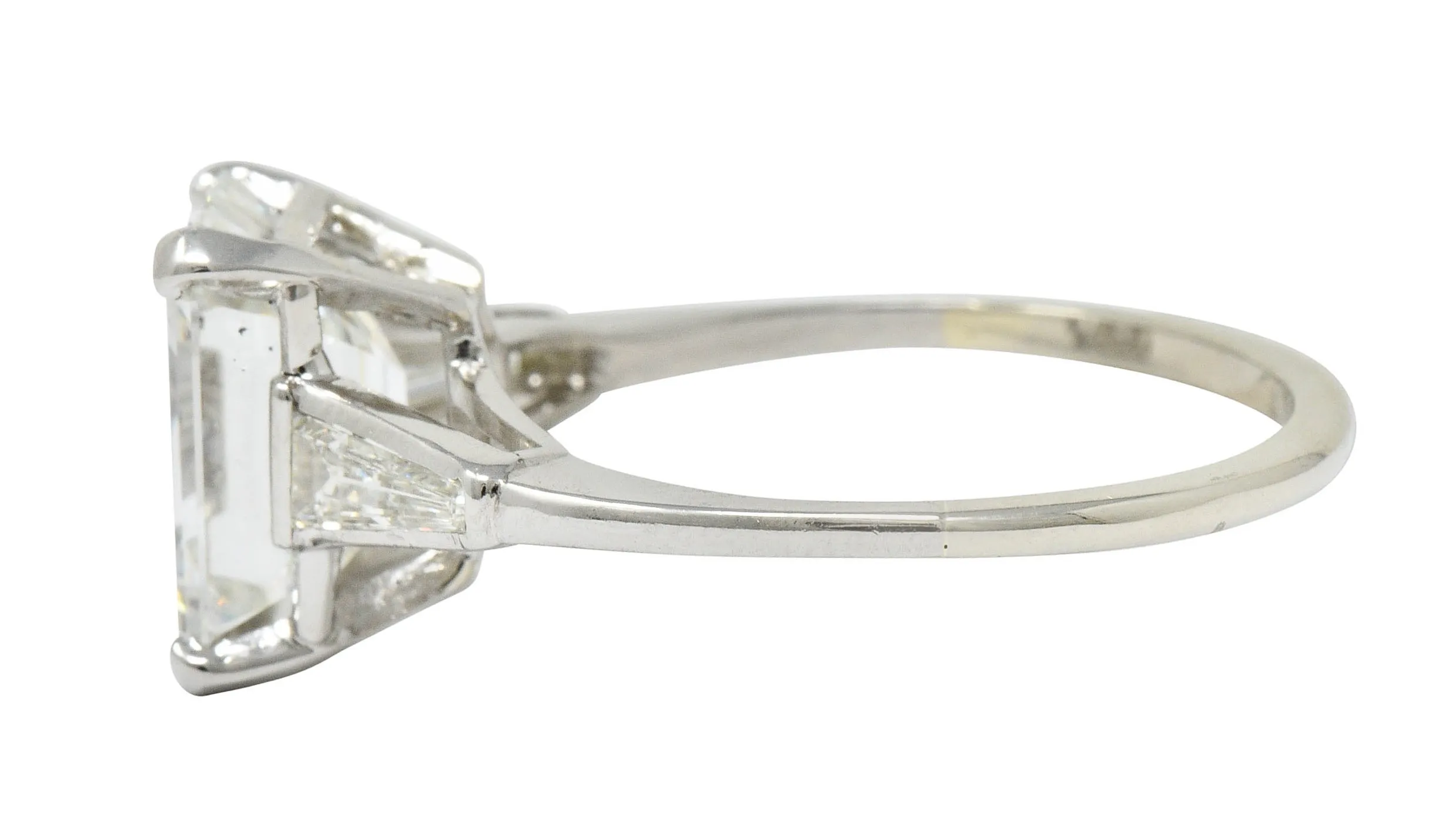 Substantial 4.58 CTW Emerald Cut Diamond Platinum Engagement Ring GIA
