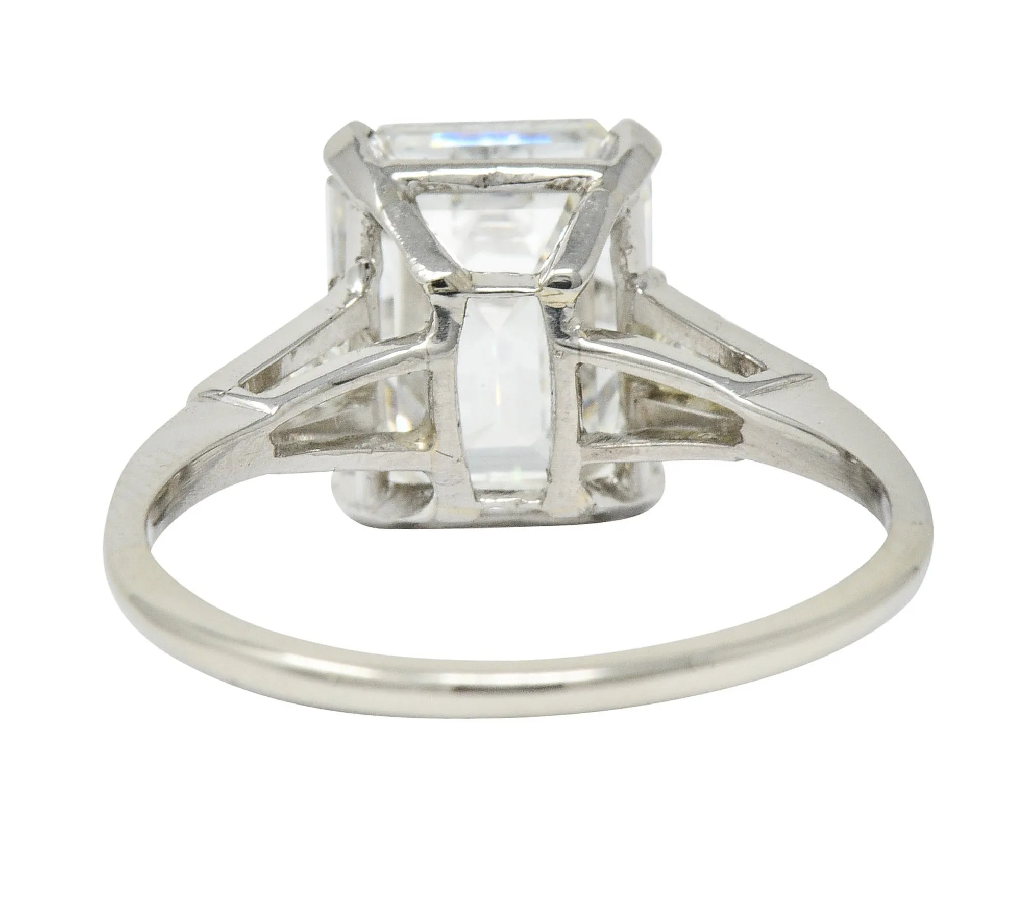 Substantial 4.58 CTW Emerald Cut Diamond Platinum Engagement Ring GIA
