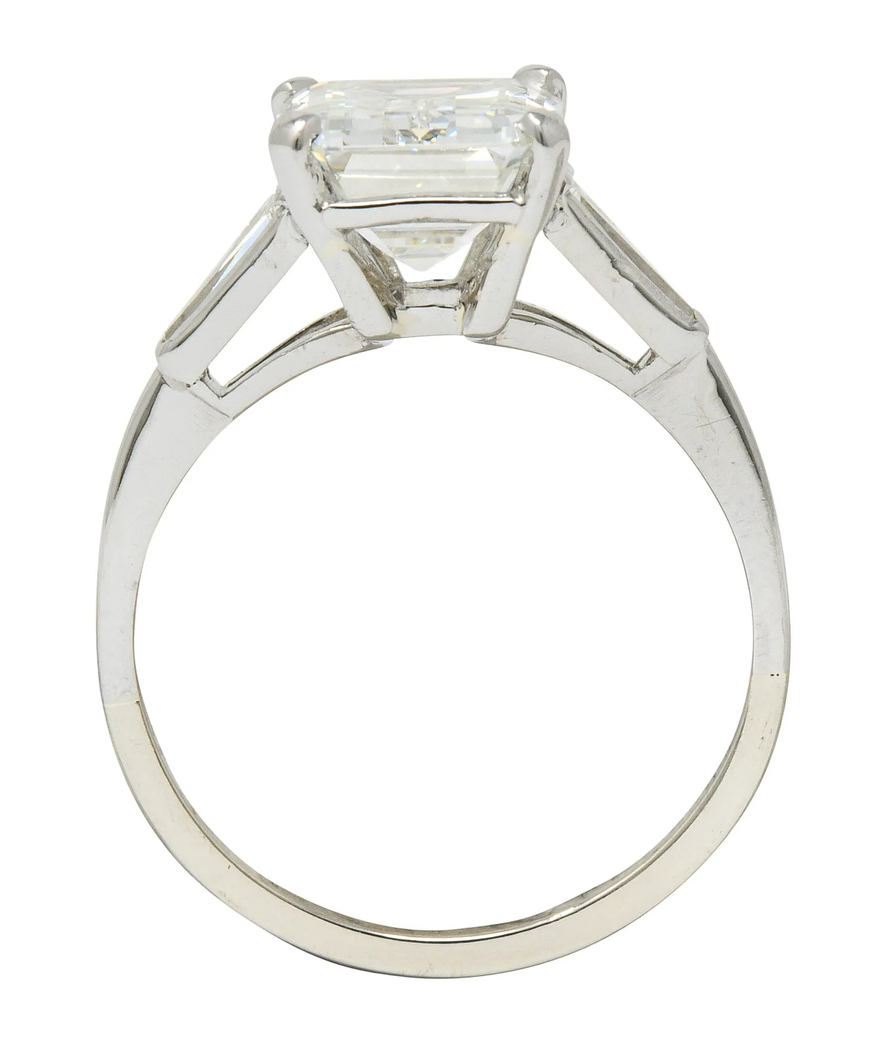 Substantial 4.58 CTW Emerald Cut Diamond Platinum Engagement Ring GIA