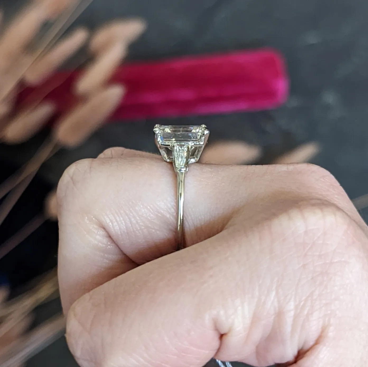 Substantial 4.58 CTW Emerald Cut Diamond Platinum Engagement Ring GIA