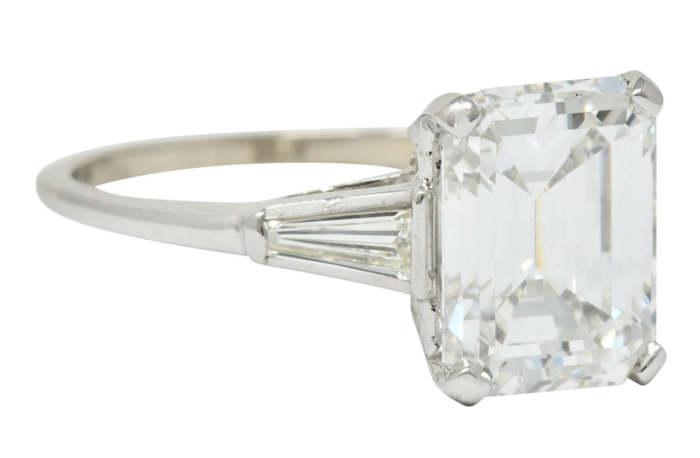 Substantial 4.58 CTW Emerald Cut Diamond Platinum Engagement Ring GIA
