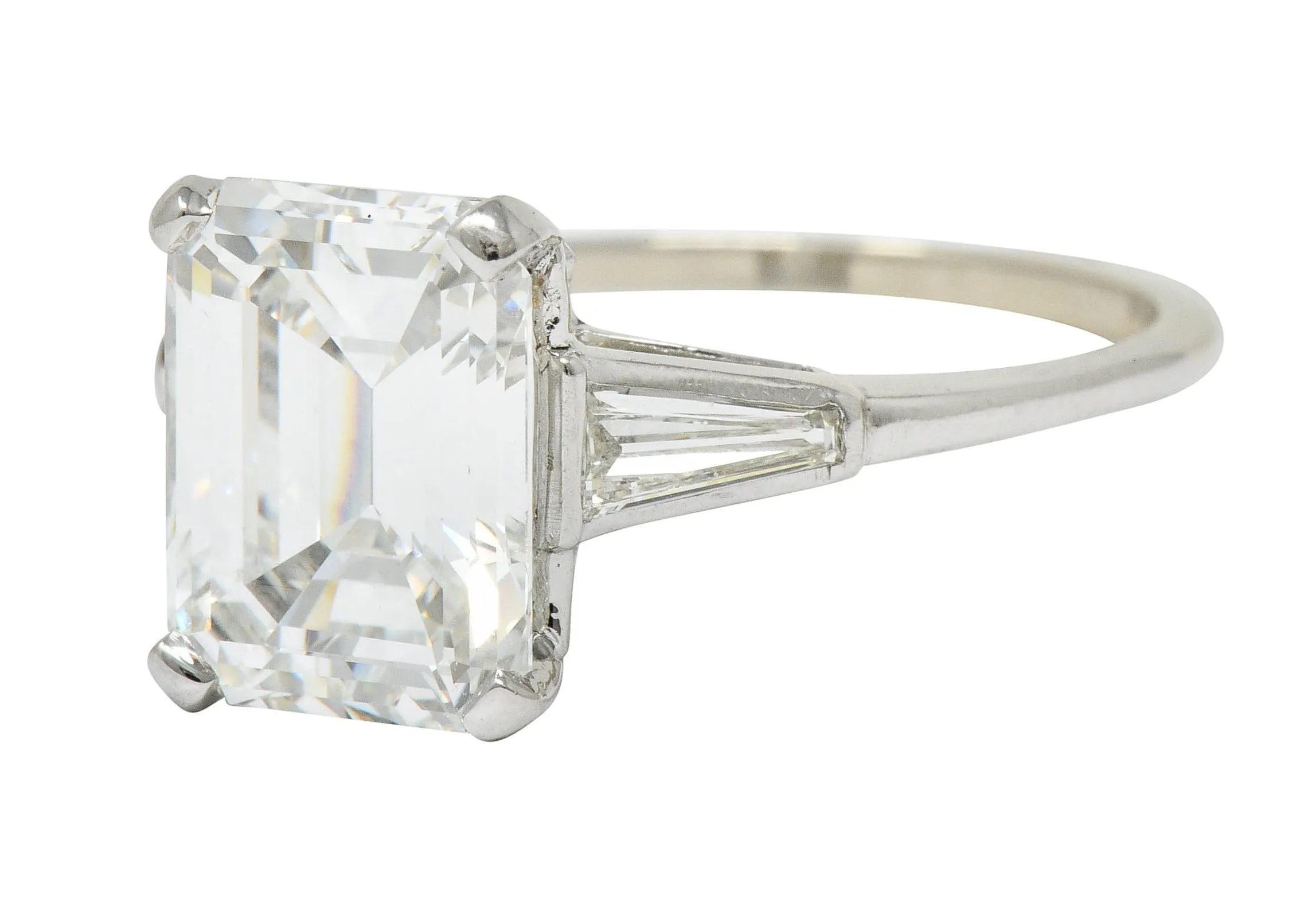 Substantial 4.58 CTW Emerald Cut Diamond Platinum Engagement Ring GIA
