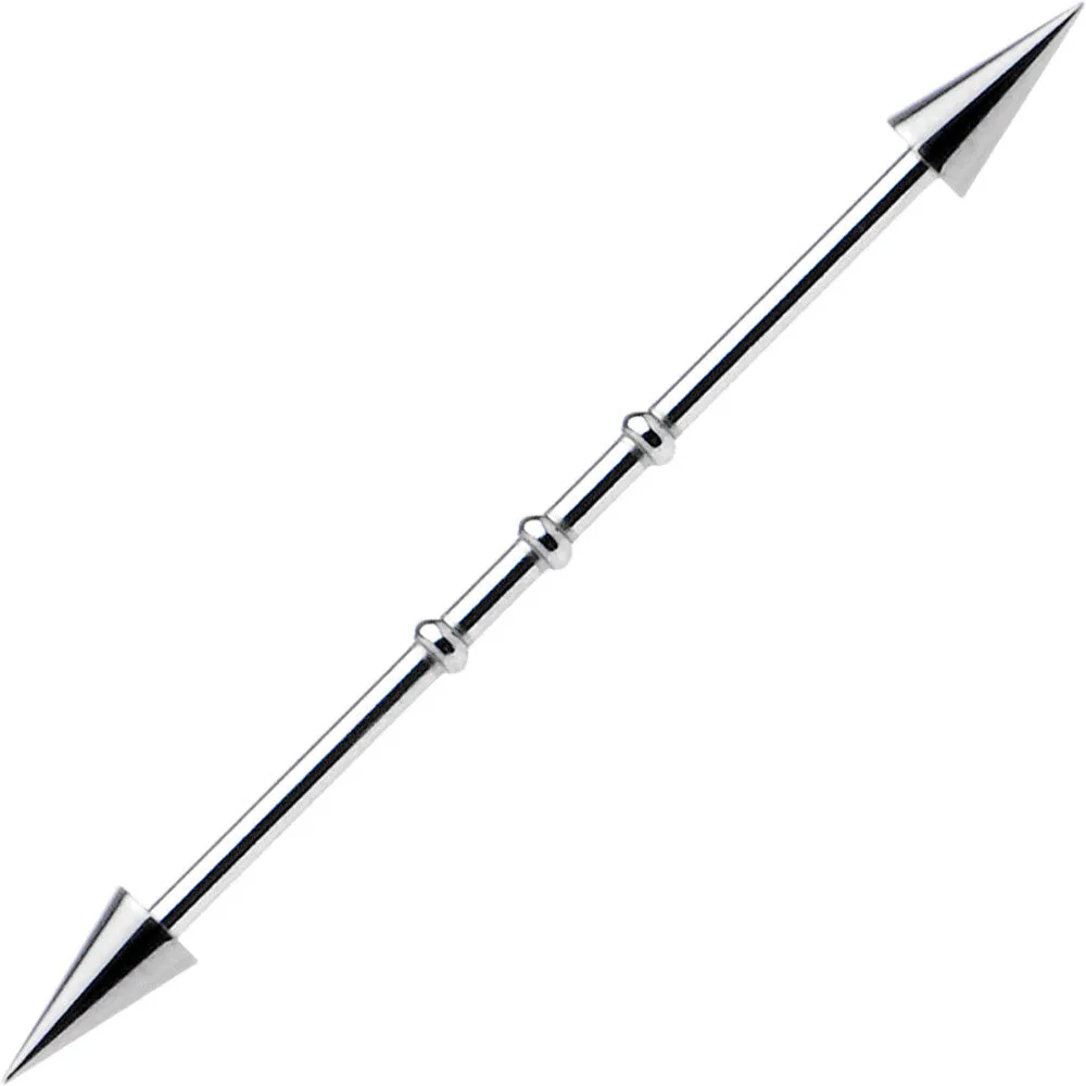Surgical Steel Spiked Industrial Barbell Earring