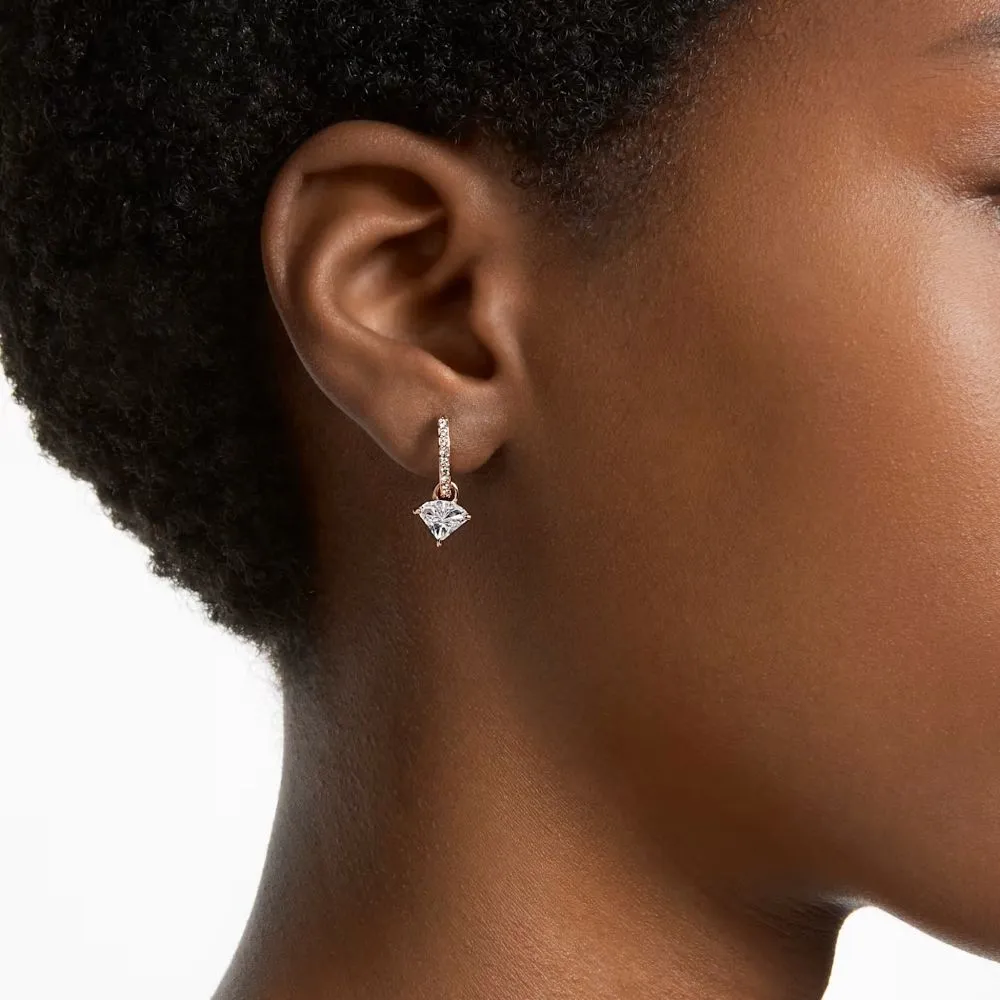 Swarovski Ortyx Drop EarringsTriangle cut White Rose gold-tone plated  ONE SIZE