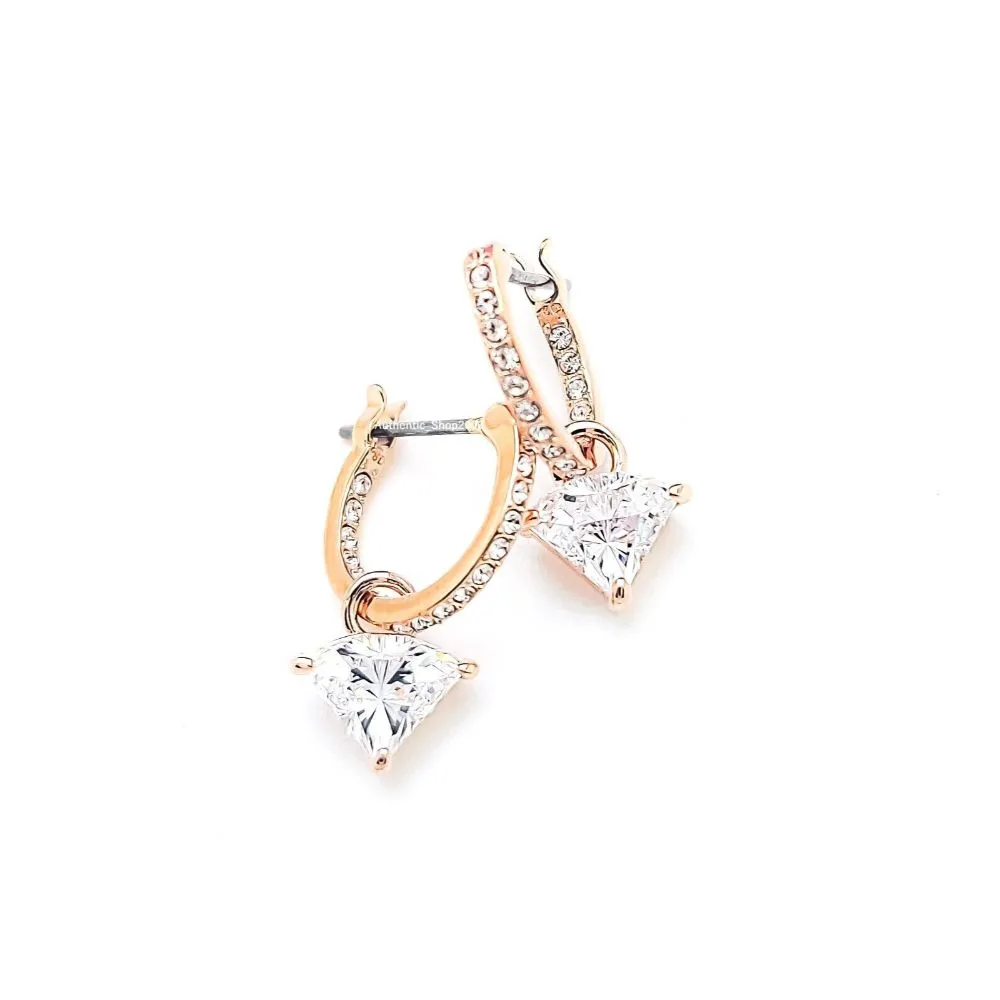 Swarovski Ortyx Drop EarringsTriangle cut White Rose gold-tone plated  ONE SIZE