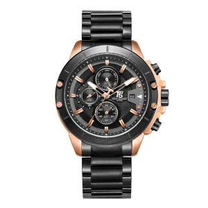 T5 Black Stainless Steel Black Dial Chronograph Quartz Watch for Gents - H3636G-E