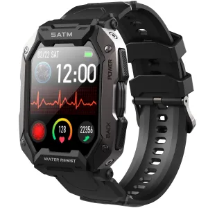 Tactical Smart Watch for Men 1.71” Military Fitness Trackers Watch with Heart Rate Sleep Monitor 5ATM Waterproof Outdoor Sport Watch Step Counter Watch for iPhone Android
