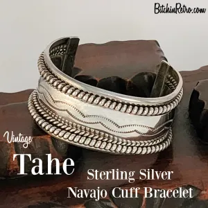 Tahe Vintage Sterling Silver Navajo Cuff Bracelet