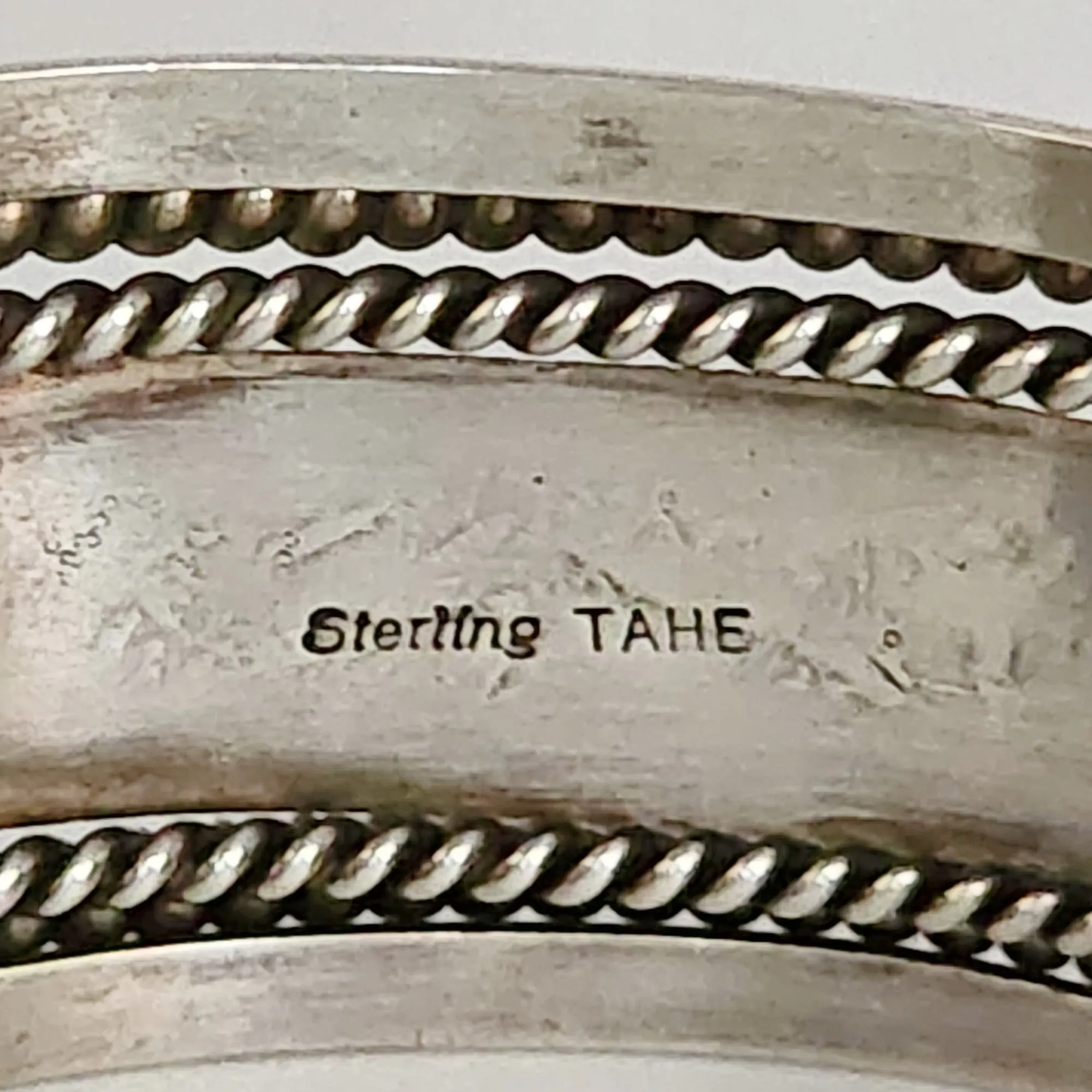 Tahe Vintage Sterling Silver Navajo Cuff Bracelet