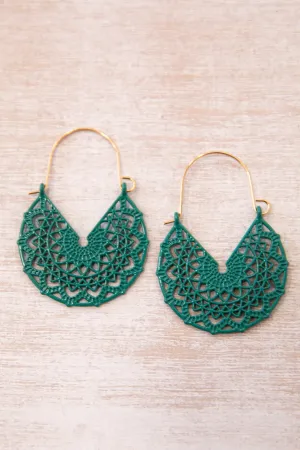 Teal Filigree Drop Earrings