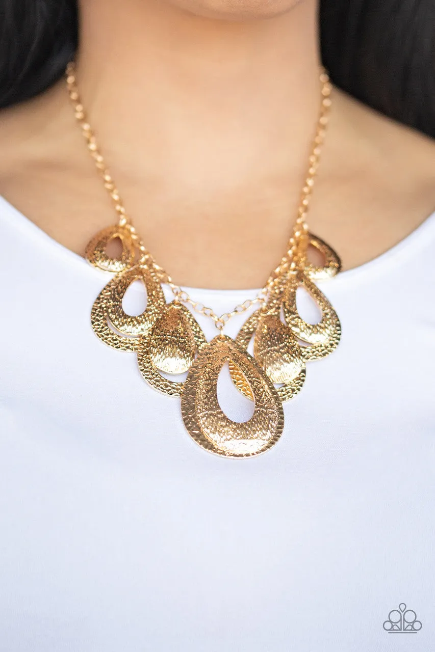 Teardrop Tempest Gold Paparazzi Necklace