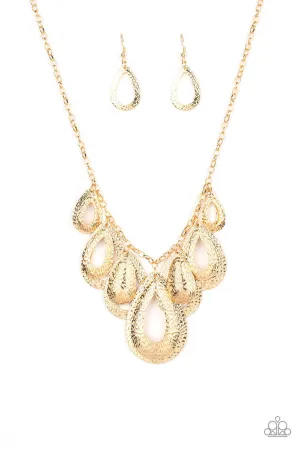 Teardrop Tempest Gold Paparazzi Necklace