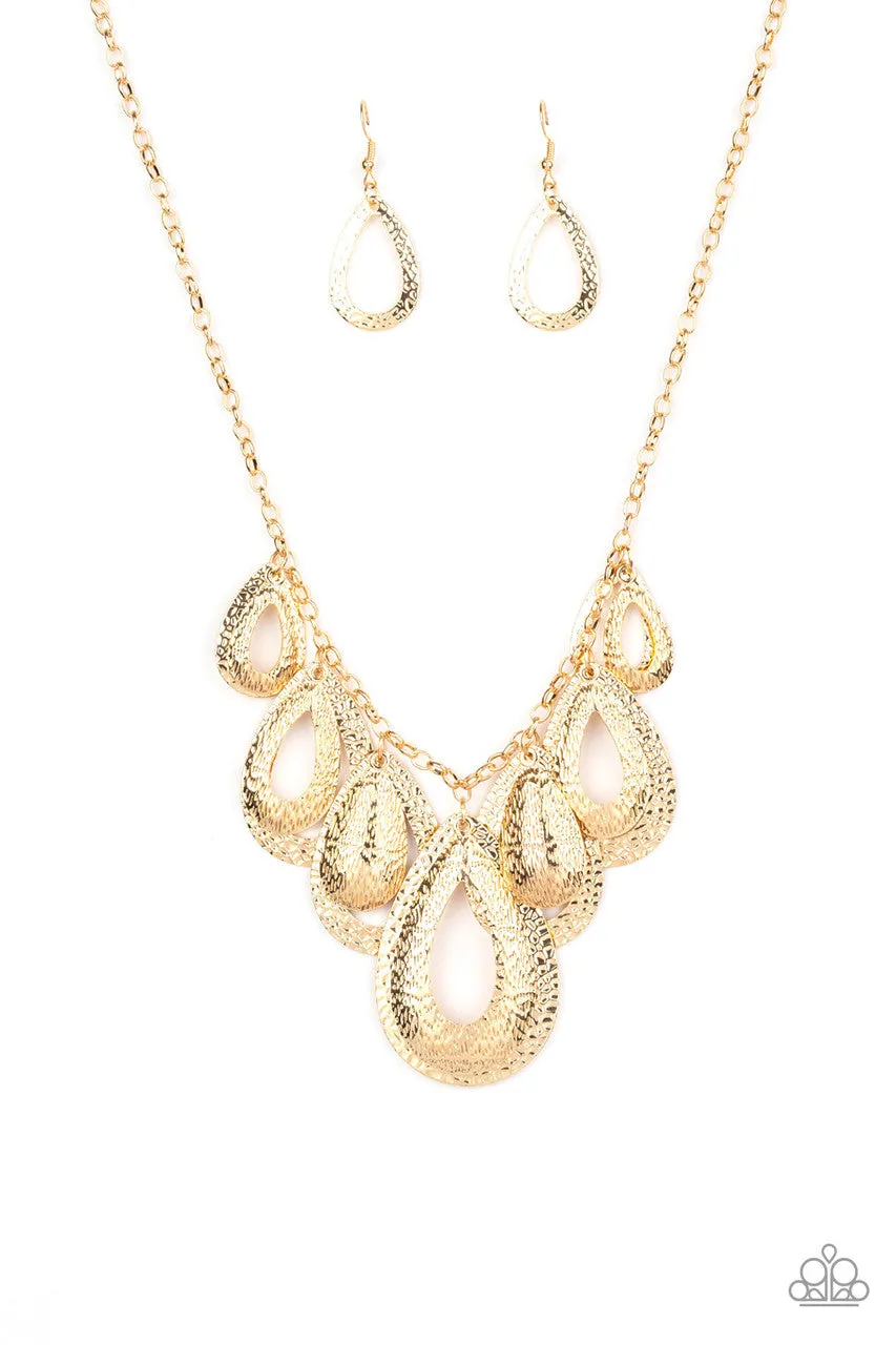 Teardrop Tempest Gold Paparazzi Necklace
