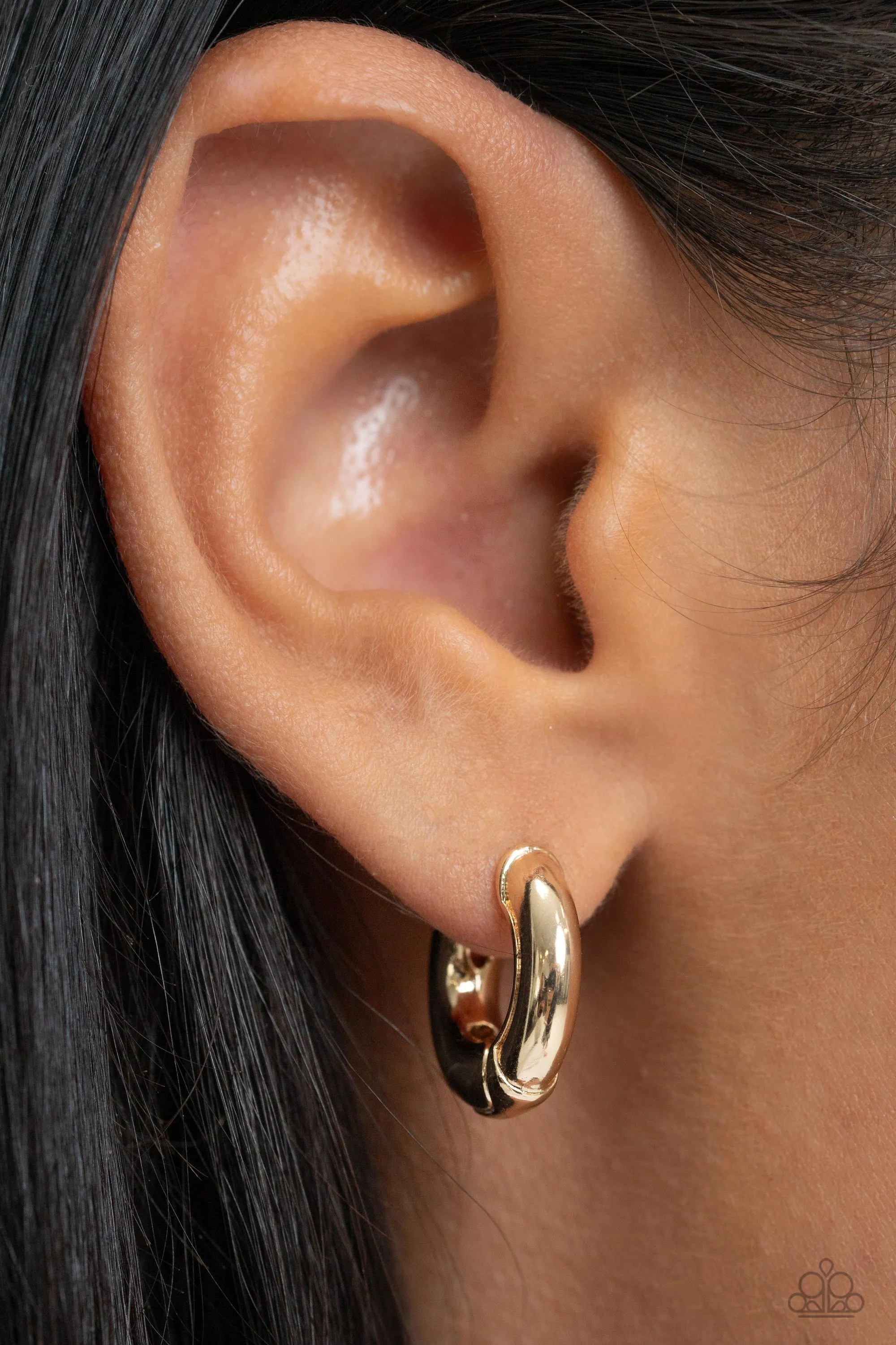 Textured Theme Gold Hoop Earrings Paparazzi