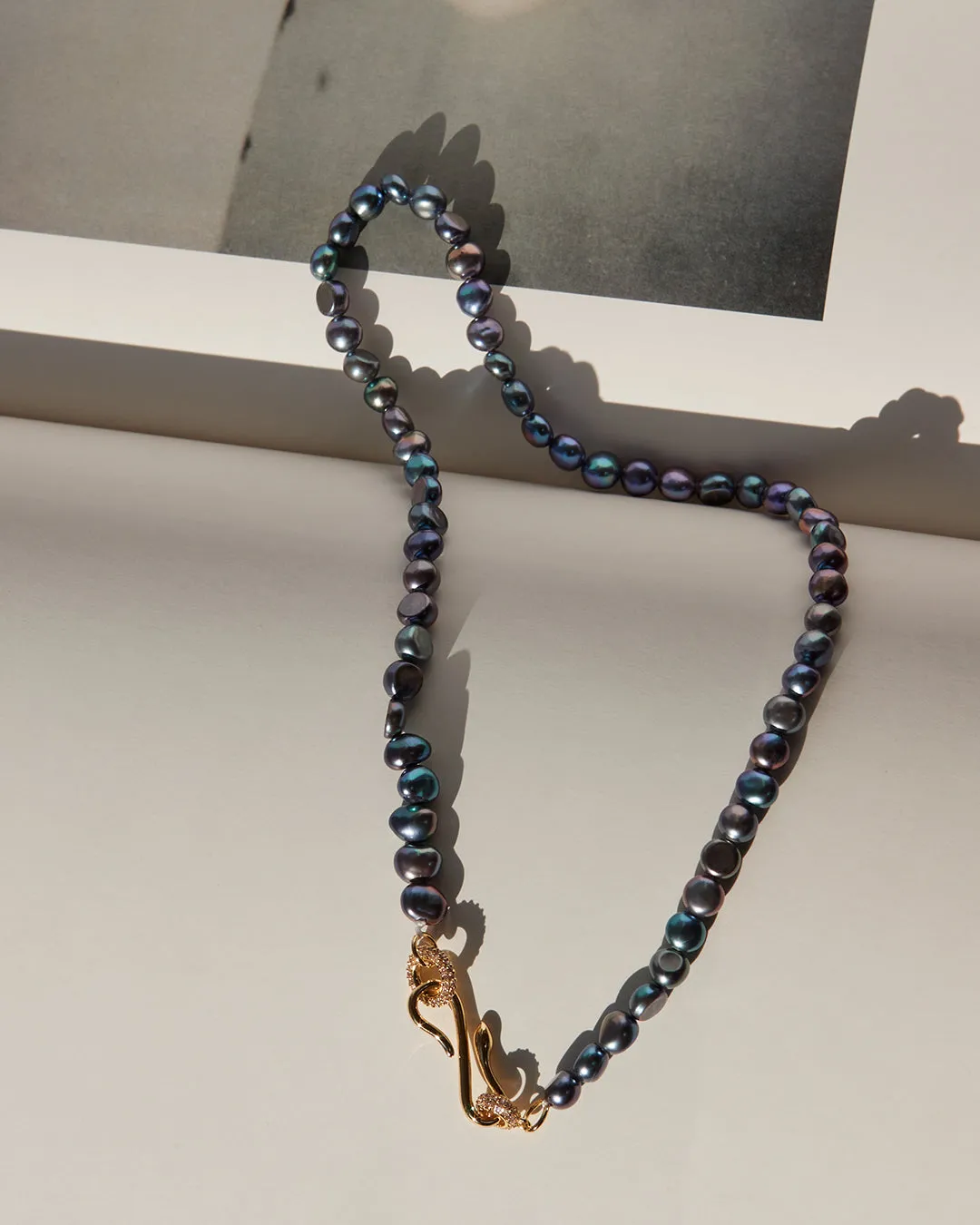 The Pave Hook Pearl Necklace