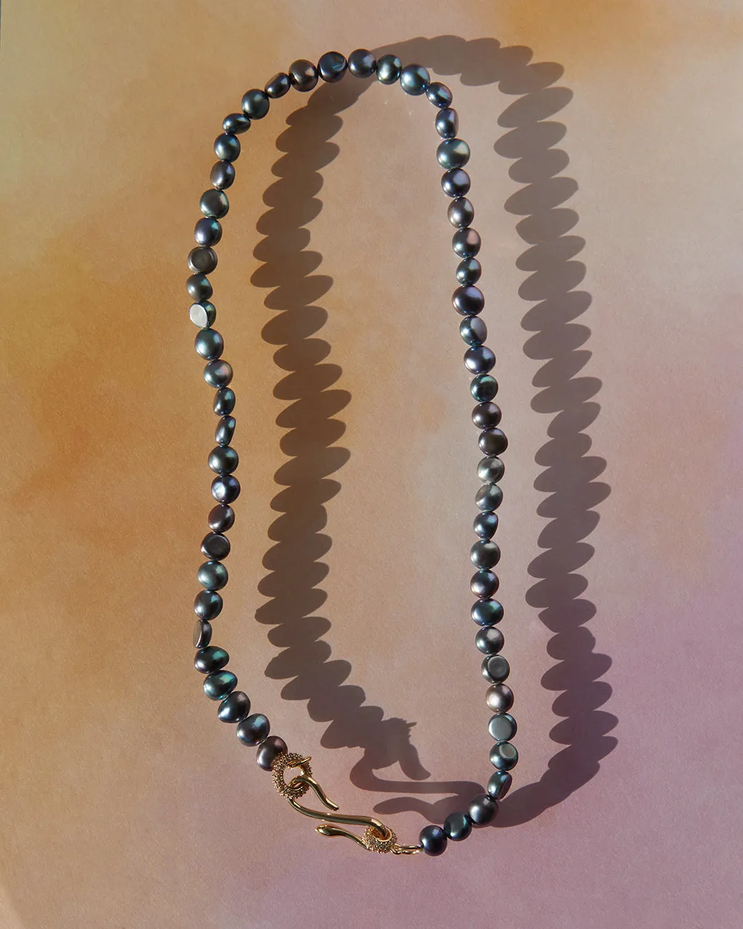 The Pave Hook Pearl Necklace