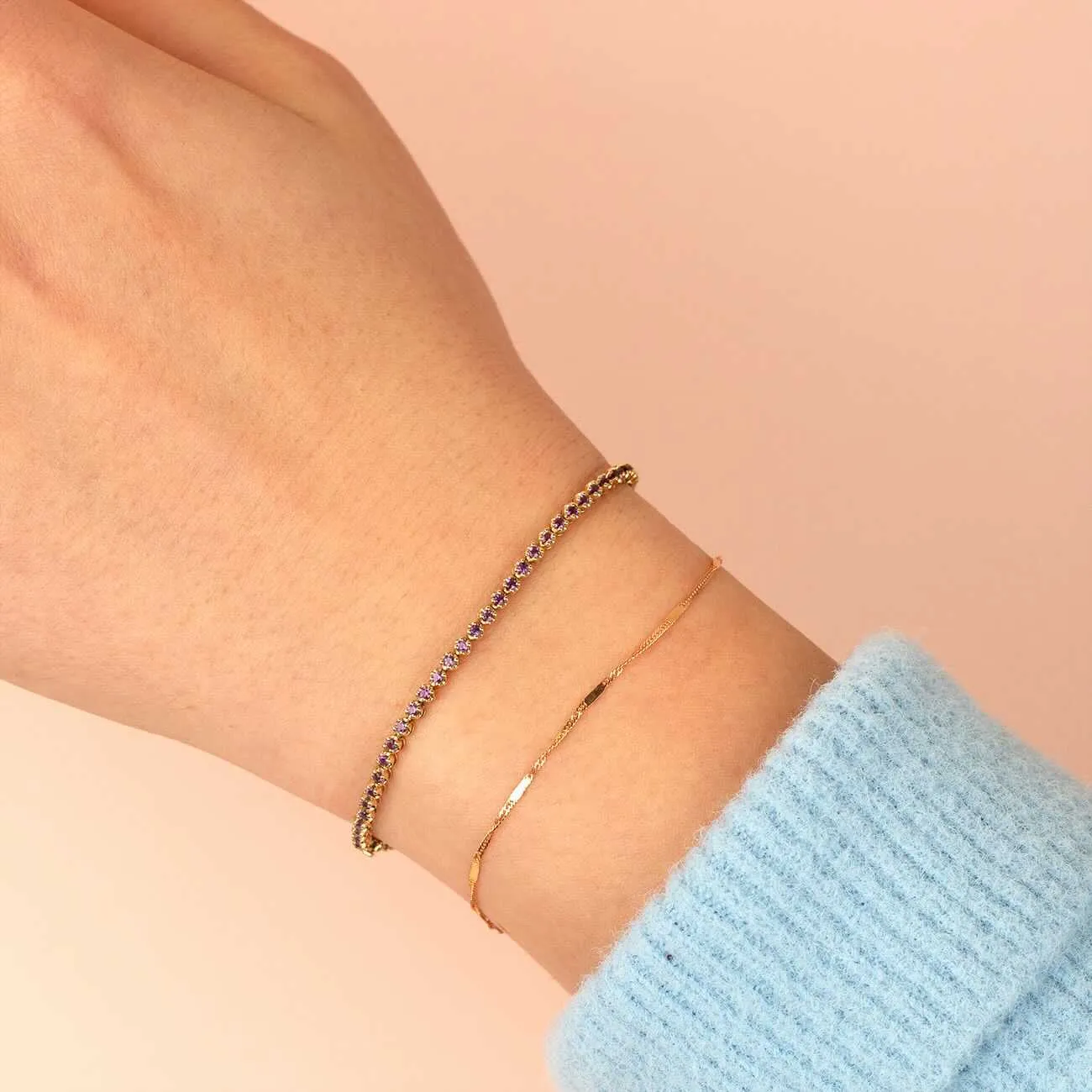 Thin Bars x Singapore Bracelet 14K