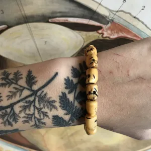 Thin Bone Bead Skull Bracelet