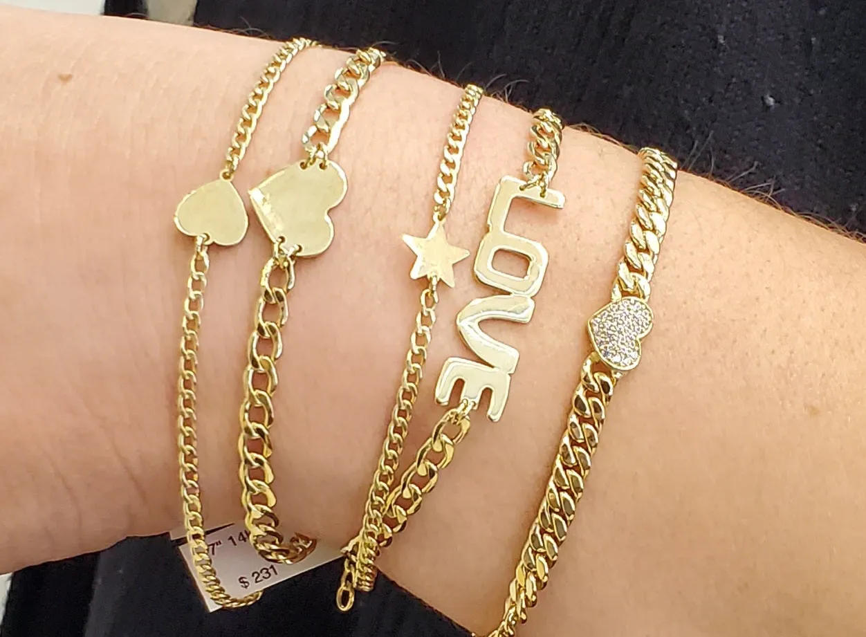 Thin Curb Link Single Star Bracelet