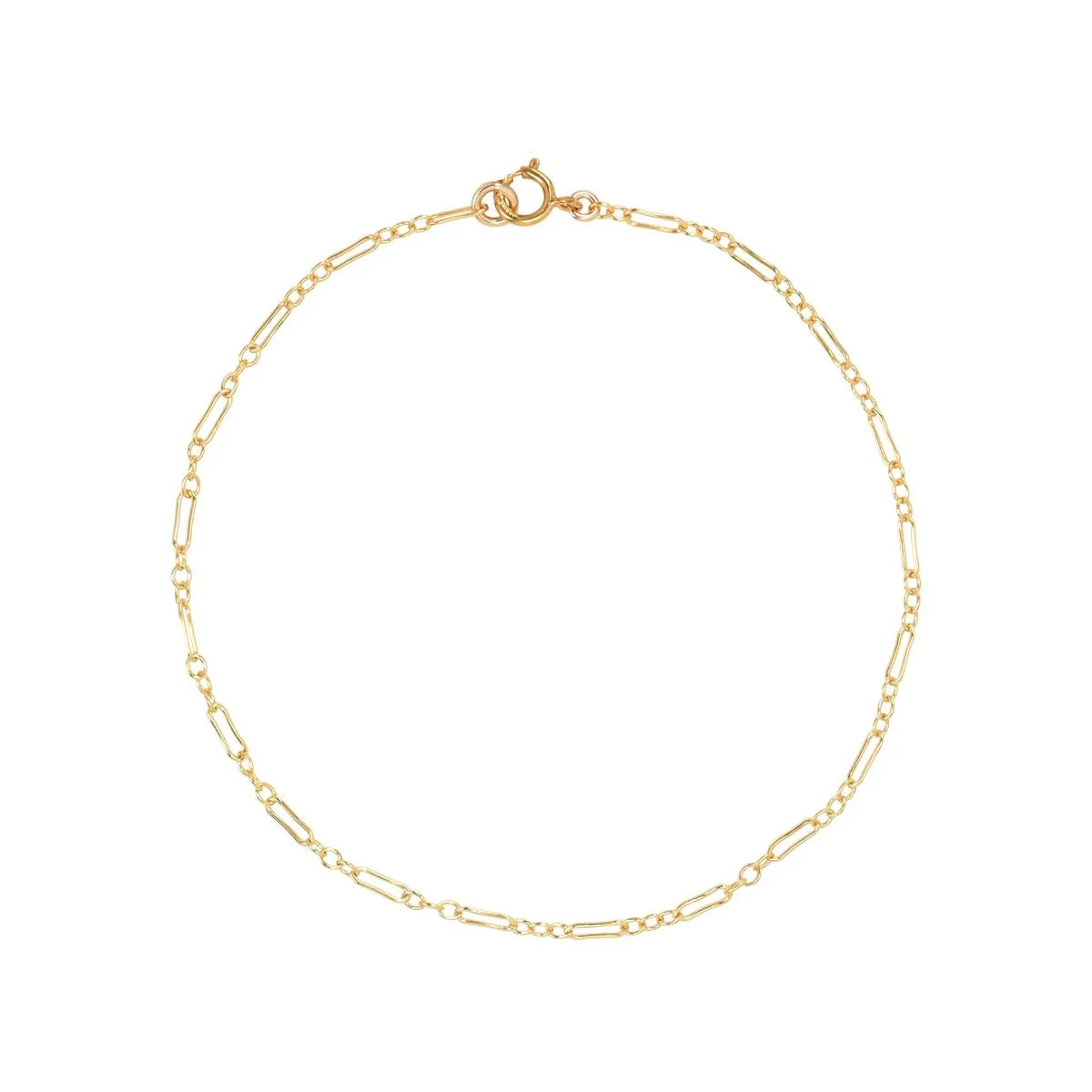 Thin Elongated Oval & Round Link Chain Bracelet