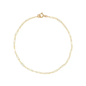 Thin Elongated Oval & Round Link Chain Bracelet