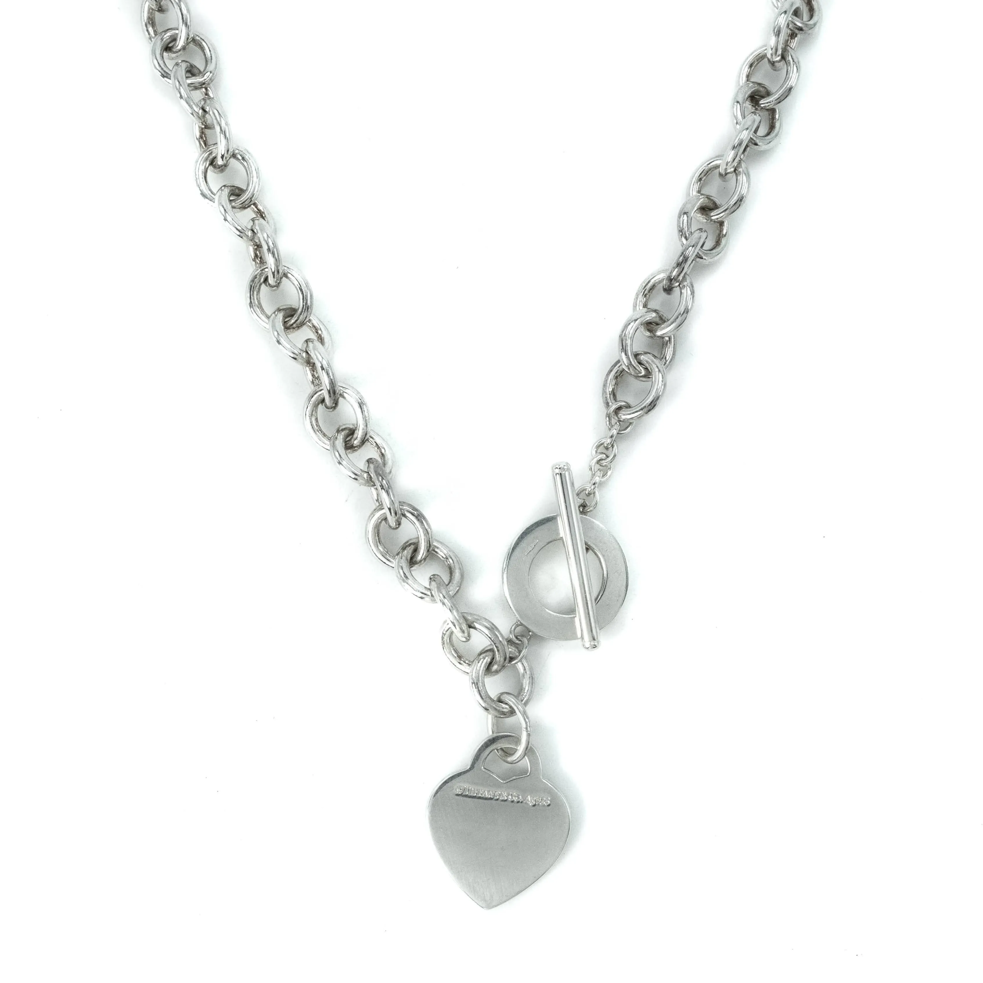Tiffany & Co Return To Tiffany Sterling Silver & Diamond Toggle Necklace - 15"