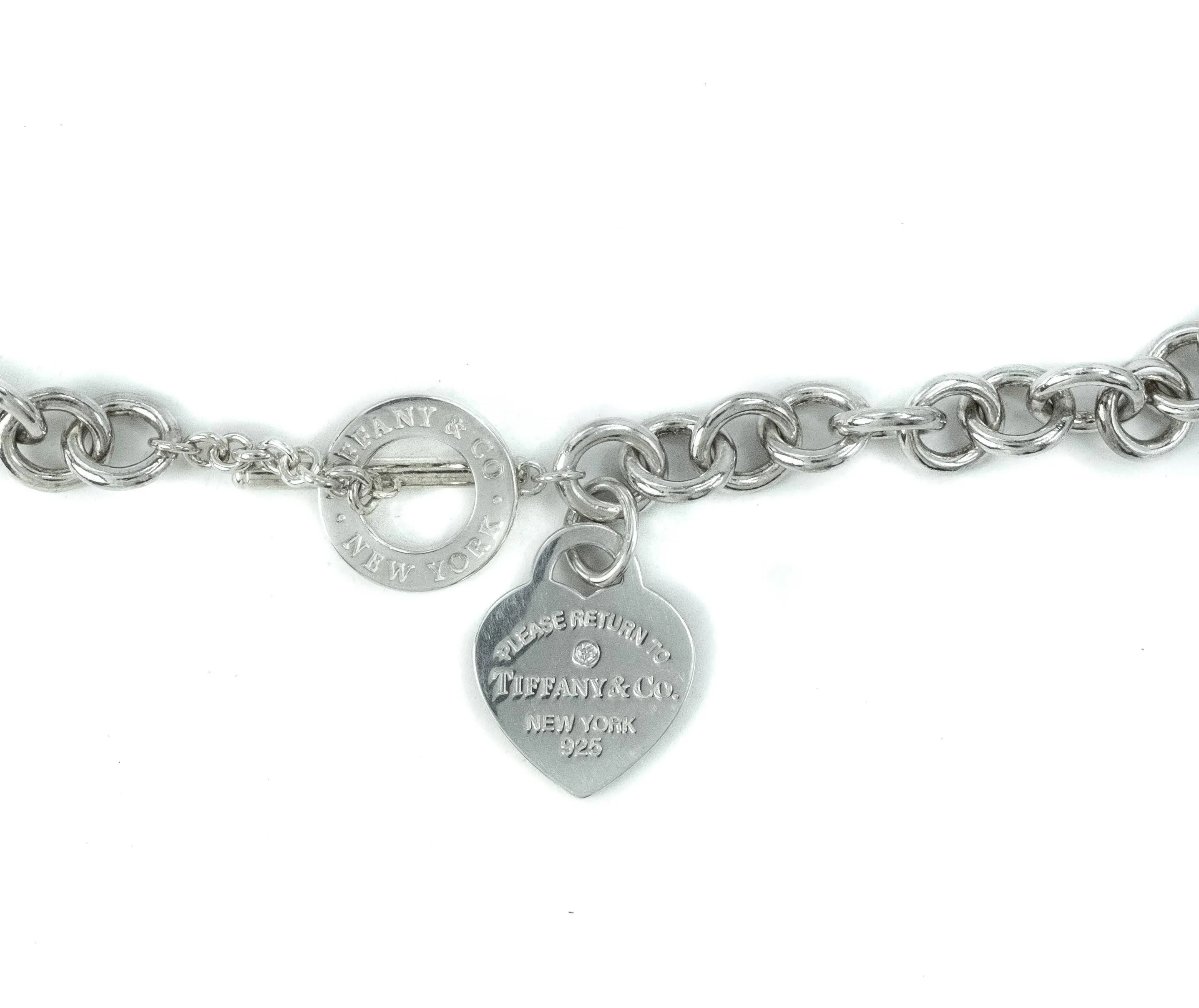 Tiffany & Co Return To Tiffany Sterling Silver & Diamond Toggle Necklace - 15"
