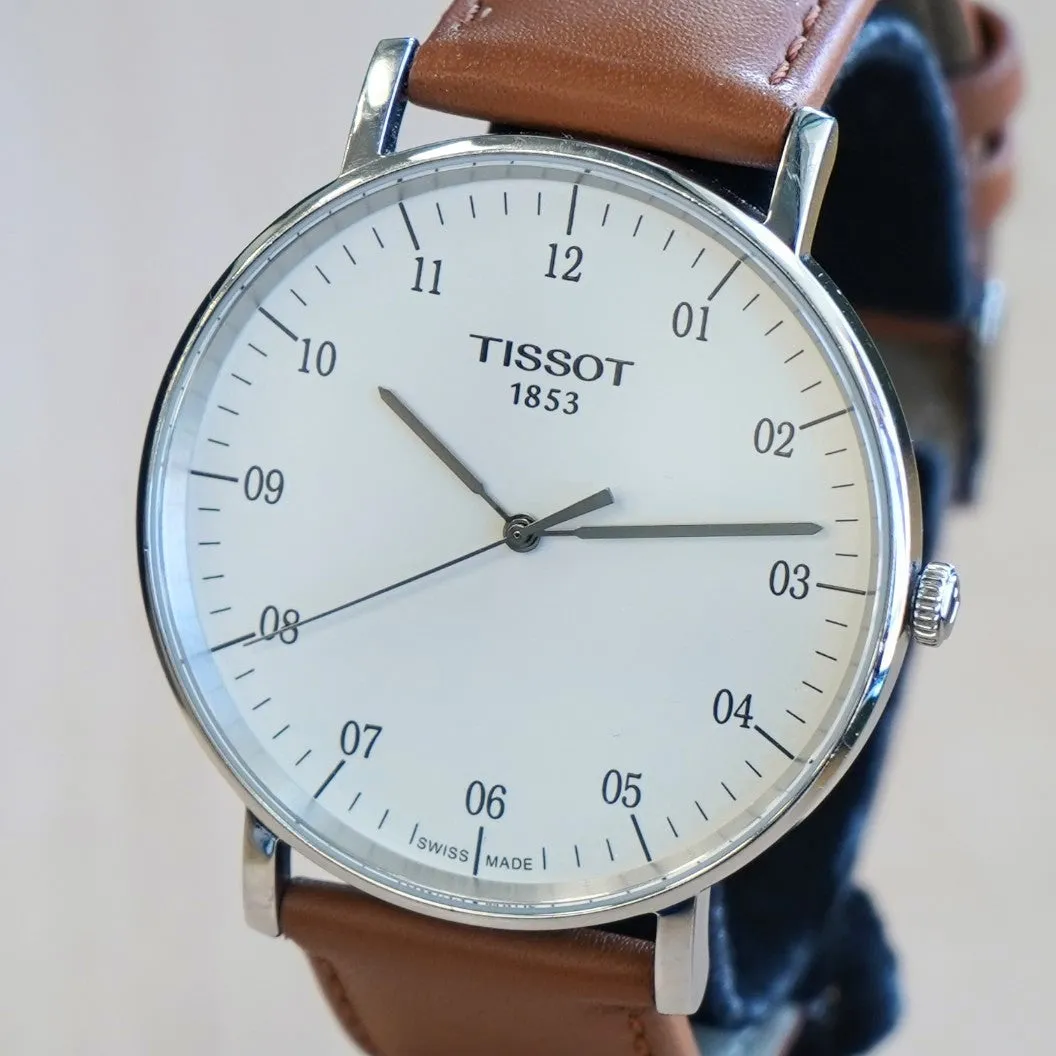 TISSOT T-Classic Everytime Watch 42mm T109610A Silver Dial Wristwatch ALL Original in Box!