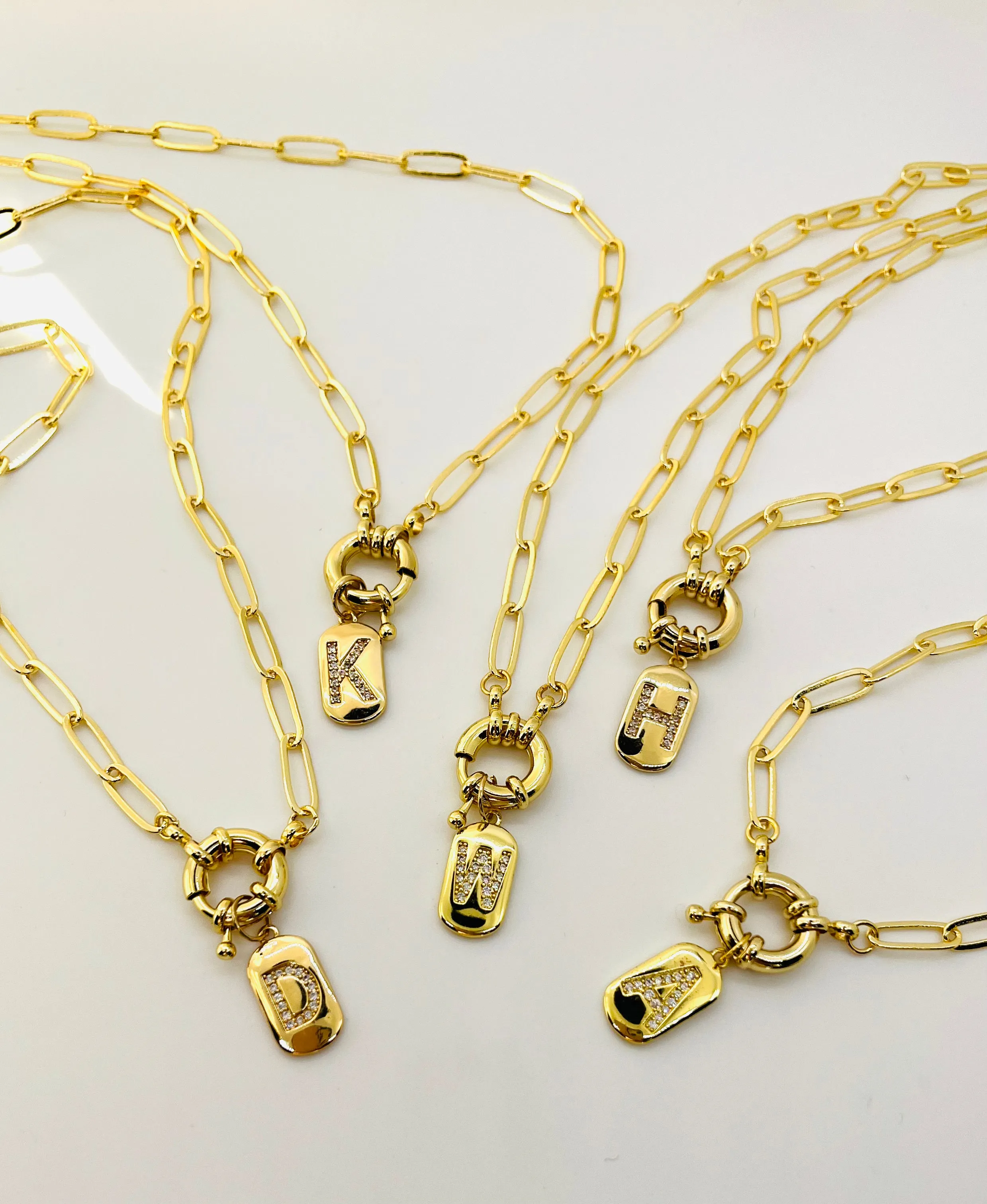 Toggle Paperclip Initial Necklaces