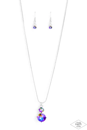 Top Dollar Diva - Multi - Oil Spill Rhinestone Paparazzi Short Necklace - Pink Diamond Exclusive