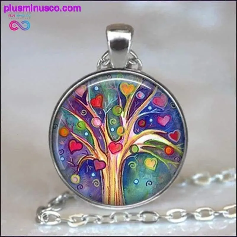Tree Of Life Glass Cabochon Statement Necklace & Pendant