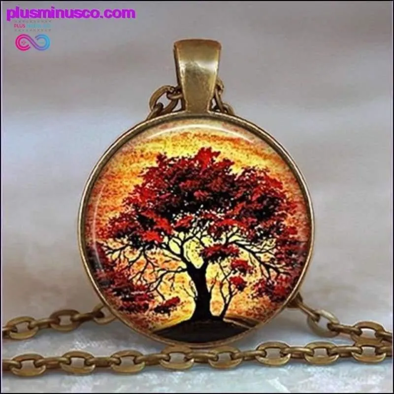Tree Of Life Glass Cabochon Statement Necklace & Pendant