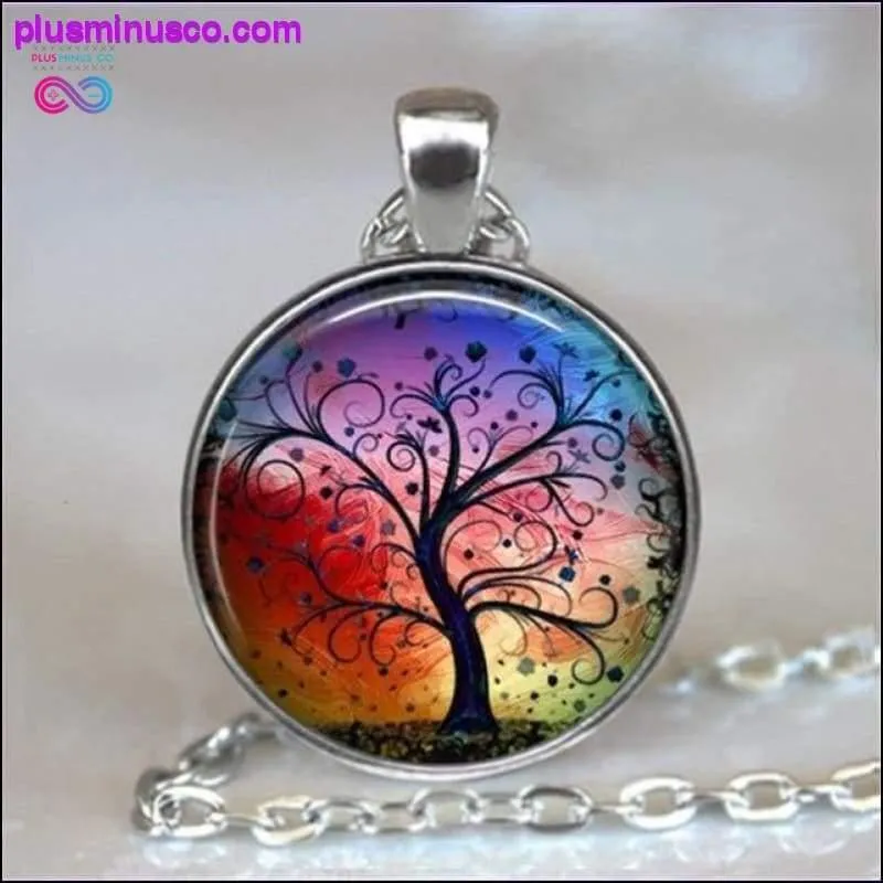 Tree Of Life Glass Cabochon Statement Necklace & Pendant