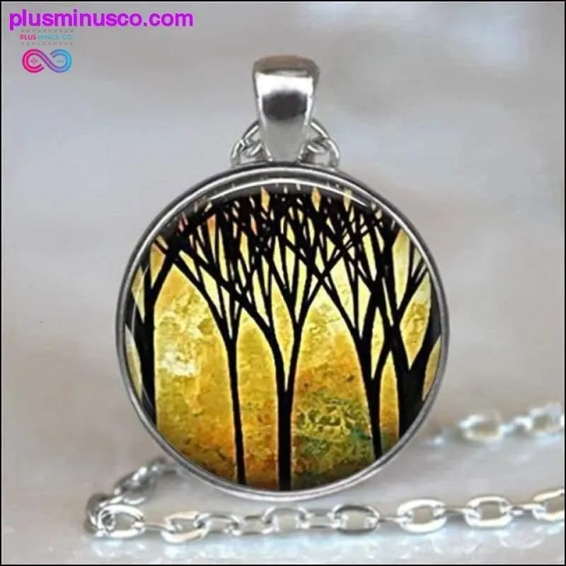 Tree Of Life Glass Cabochon Statement Necklace & Pendant