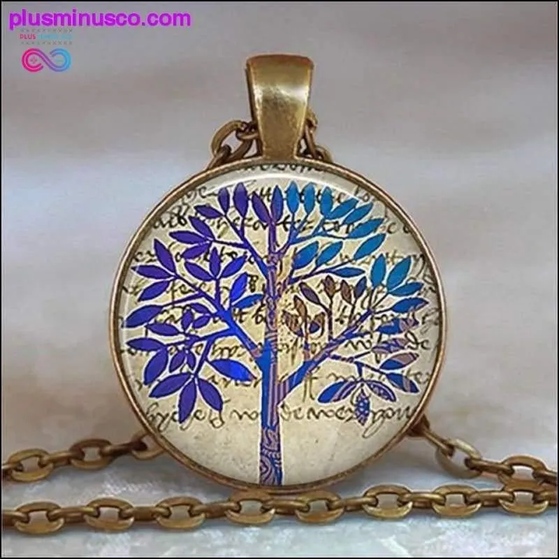 Tree Of Life Glass Cabochon Statement Necklace & Pendant