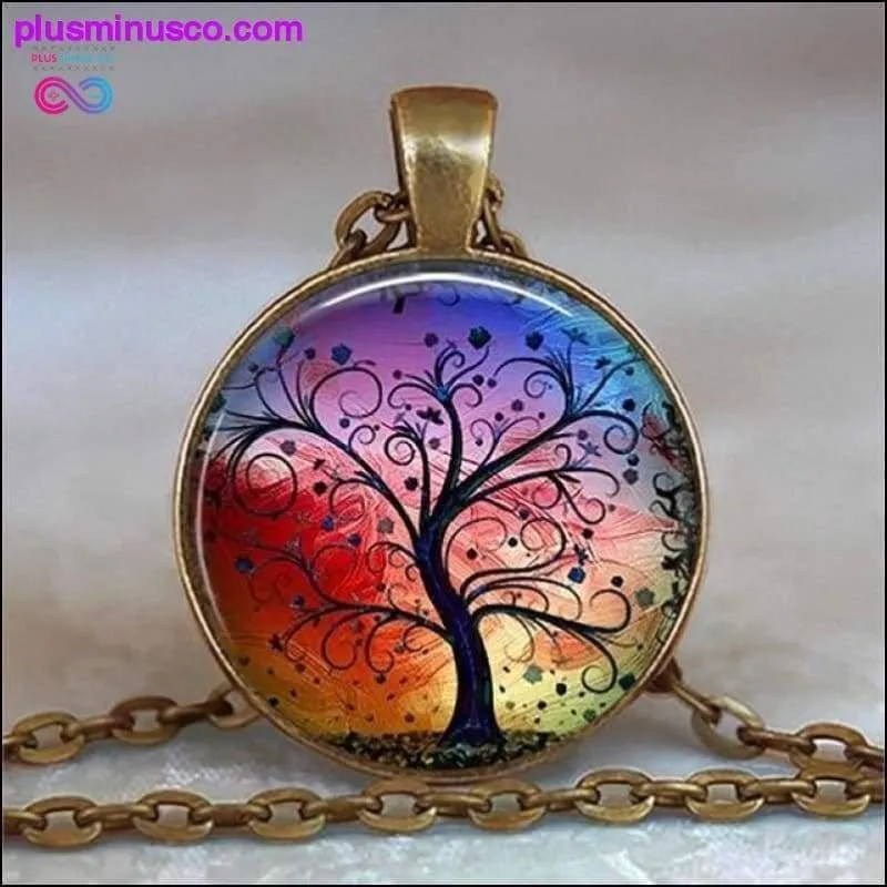 Tree Of Life Glass Cabochon Statement Necklace & Pendant