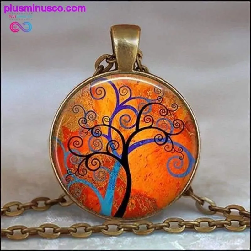 Tree Of Life Glass Cabochon Statement Necklace & Pendant