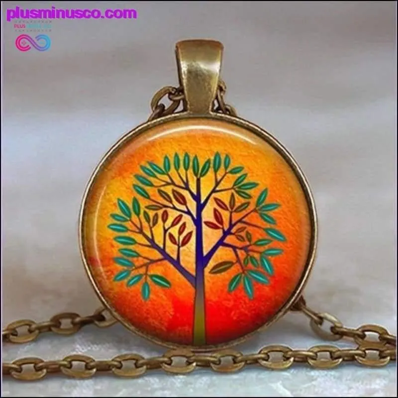 Tree Of Life Glass Cabochon Statement Necklace & Pendant