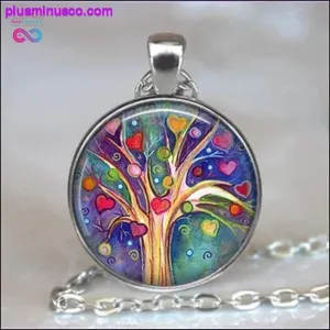 Tree Of Life Glass Cabochon Statement Necklace & Pendant
