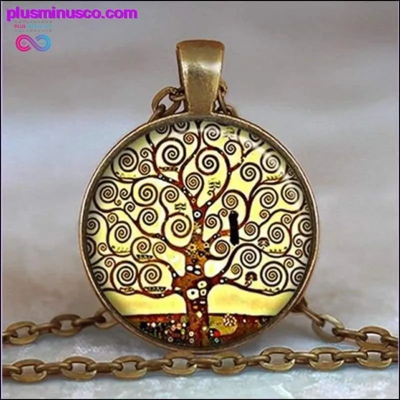 Tree Of Life Glass Cabochon Statement Necklace & Pendant