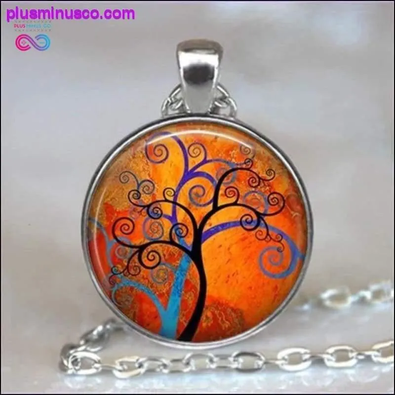 Tree Of Life Glass Cabochon Statement Necklace & Pendant